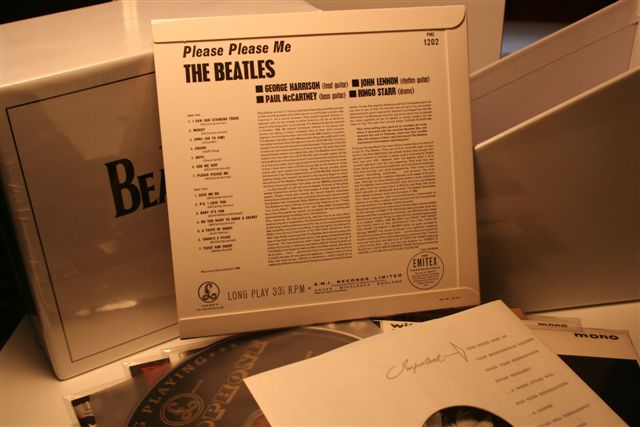 Detail of how they have strived to recreate the original covers. The old-fashioned fold-over tabs on the outside and even the original paper inner sleeves. Note the old PArlophone label printed on the CD 