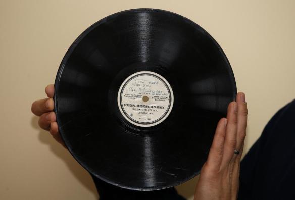 Beatles sale. File photo dated 21/02/16 of an 78RPM Beatles acetate, considered to be the record that launched the Beatles, and one of the rarest and most collectable of all Beatles records, which was sold by Omega Auctions to a UK collector for £77500 against an estimate of £10000. Issue date: Tuesday March 22, 2016. Photo credit should read: Peter Byrne/PA Wire URN:25895790